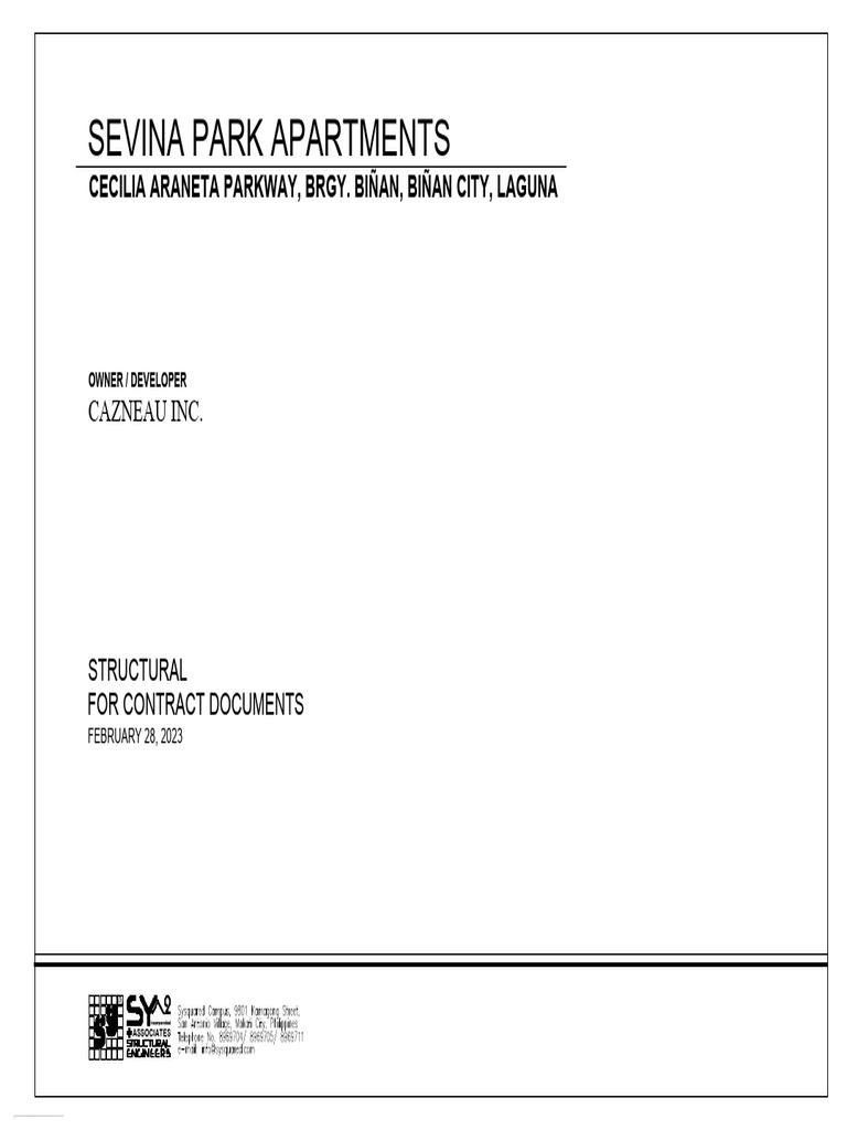 Sy 2-Sevina Park Apartment-Structural PLans-03022023 | PDF | Makati ...