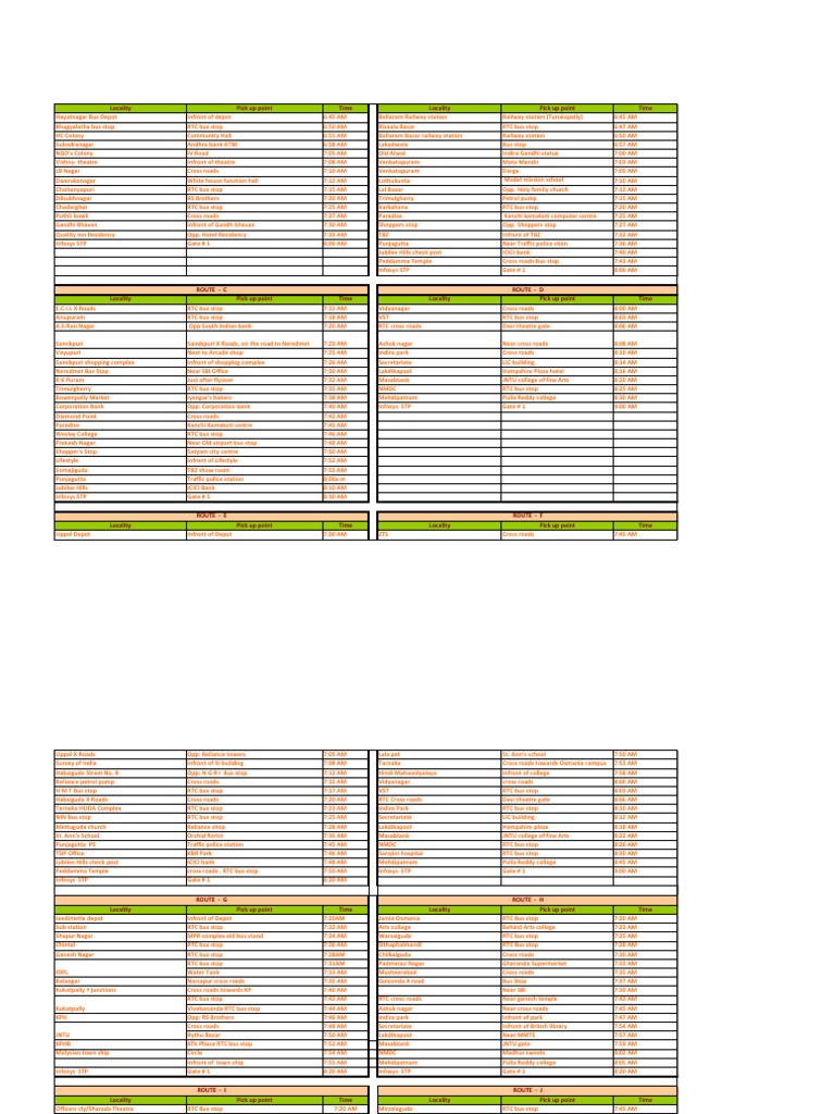 Infosys Shuttle Bus Timings Update | PDF | Transport | Business