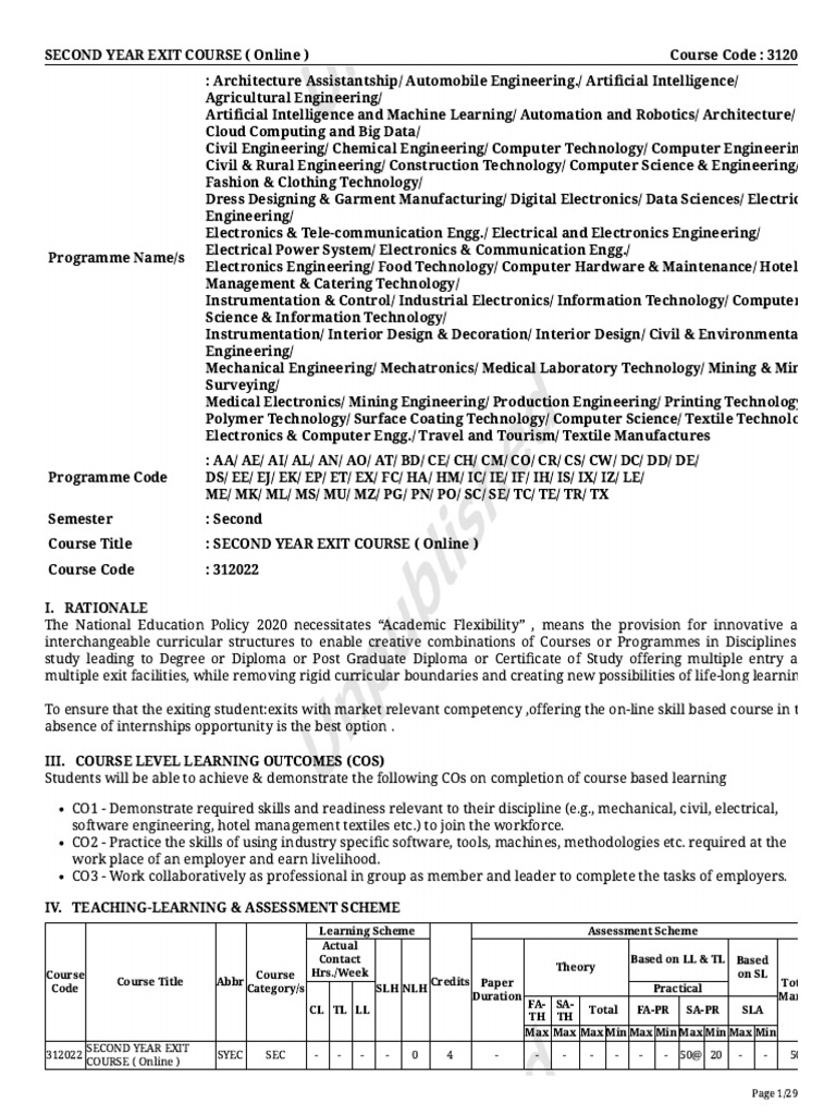 Second Year Exit Course Overview | PDF | Machine Learning | Engineering