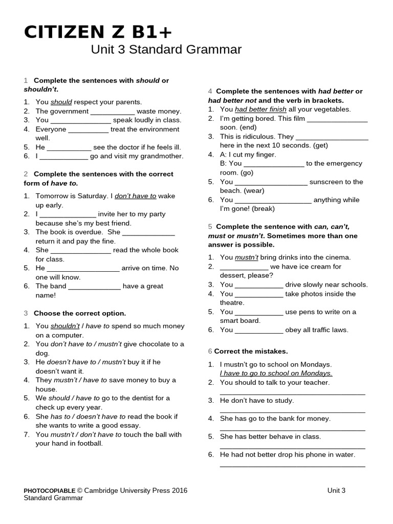 Grammar Standard Unit 03 Pdf