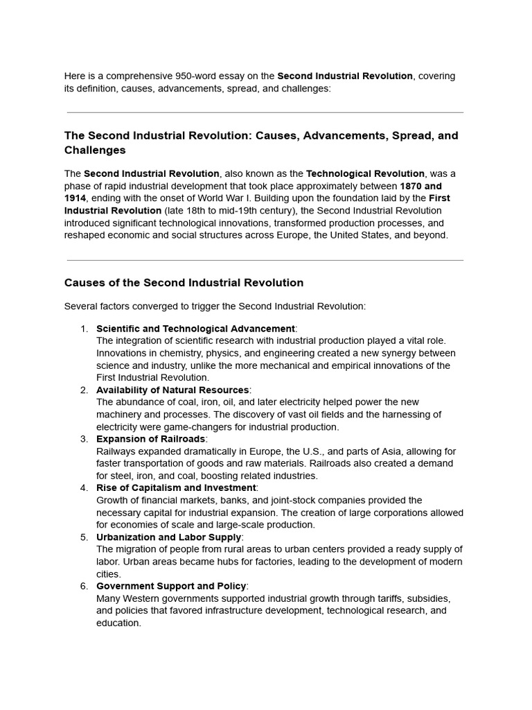 Causes of the Second Industrial Revolution | PDF | Industrial ...