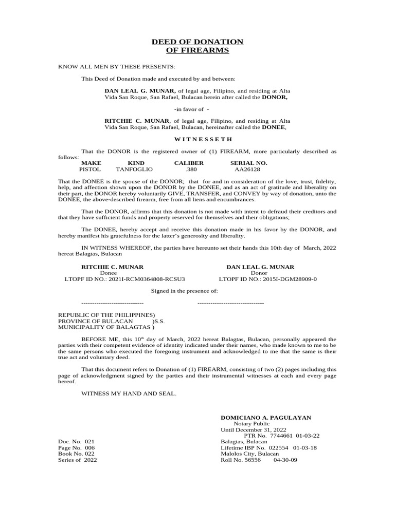 Deed of Donation (2) Template | PDF | Deed | Land Law