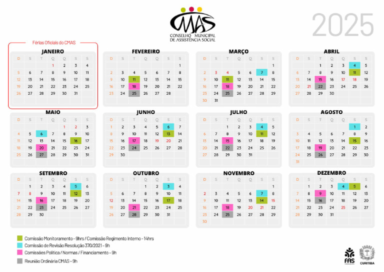 Calendário CMAS 2025 Atualizado Março 2025 | PDF