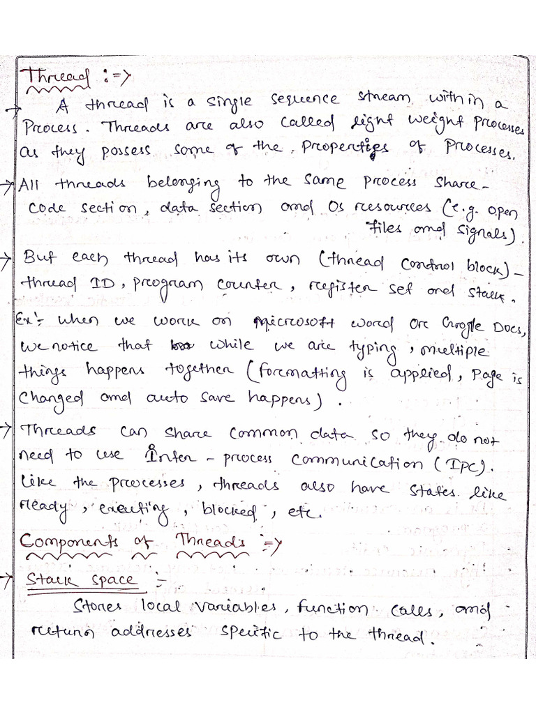 Thread, Components, Benefits and Multi-Threading. | PDF