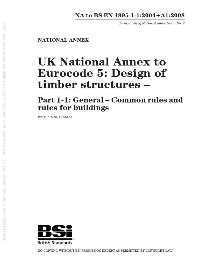 UK National Annex to Eurocode 5 | PDF | Copyright