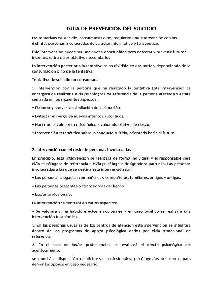 Estrategias para la Prevención del Suicidio | PDF | Suicidio | Sicología