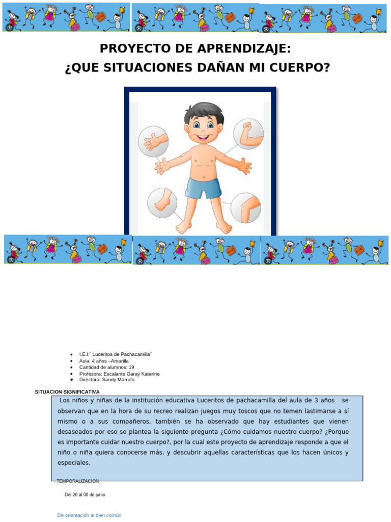 PROYECTO DE APRENDIZAJE Mayo 2025 Cuerpo | PDF | Las emociones ...