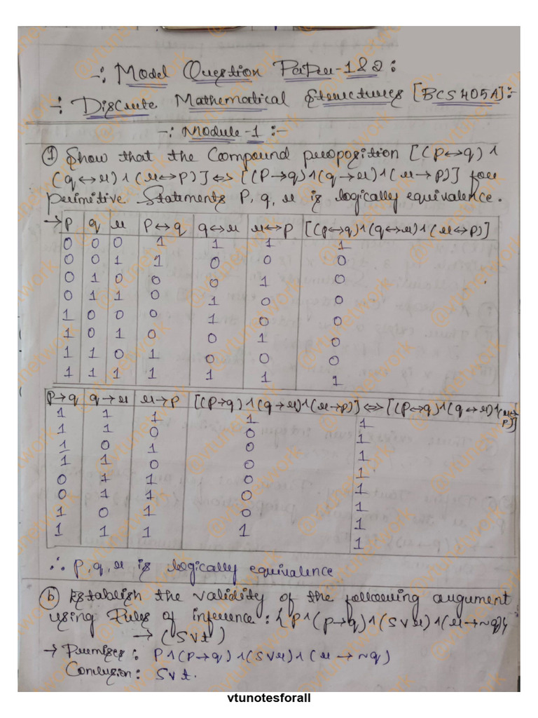 Vtunotesforall DMS Model Paper Solution 1 | PDF