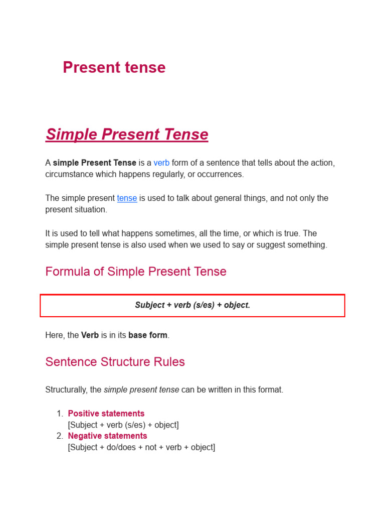 Simple Present Tense Explained | PDF | Verb | Subject (Grammar)