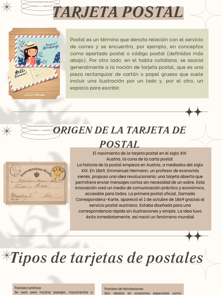 Historia y Tipos de Tarjetas Postales | PDF | Tarjeta postal ...