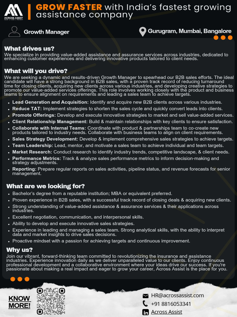 B2B Growth Manager Job Opportunity | PDF | Sales | Leadership