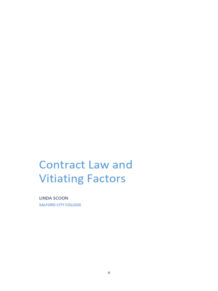 Vitiating Factors in Contract Law | PDF | Misrepresentation | Civil Law ...