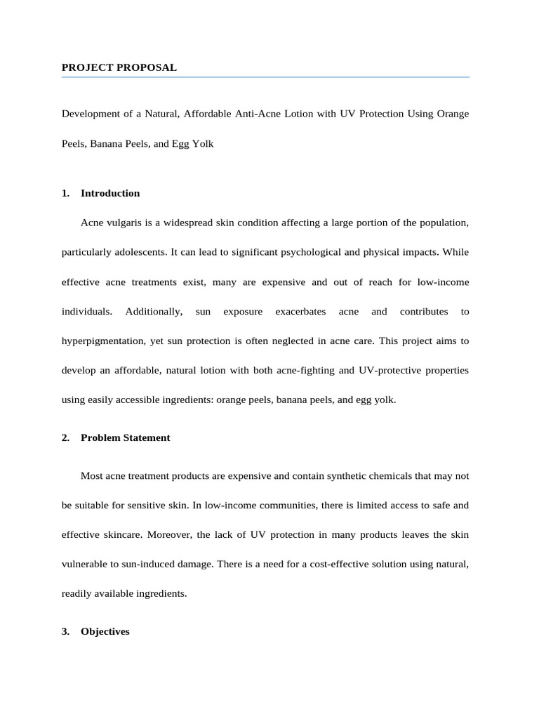 Anti Acne Lotion Proposal | PDF | Skin Care | Sunscreen