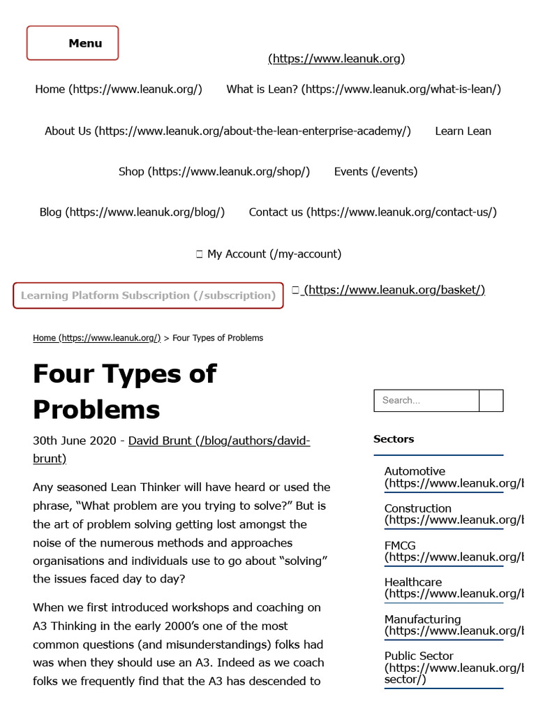 Understanding Four Types of Problems | PDF | Lean Manufacturing | Business
