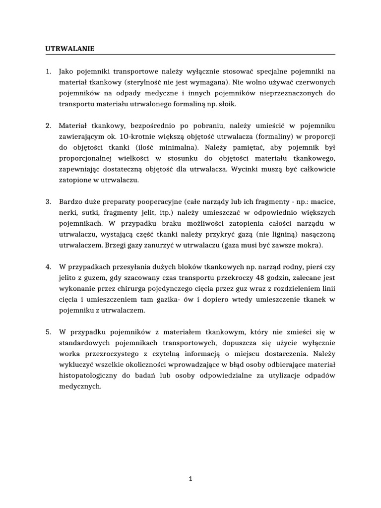 Histopatologia Utrwalanie | PDF