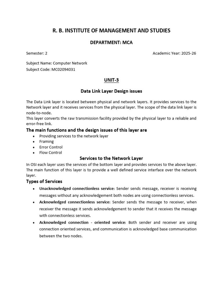 Data Link Layer Functions and Issues | PDF | Computer Network | Error ...