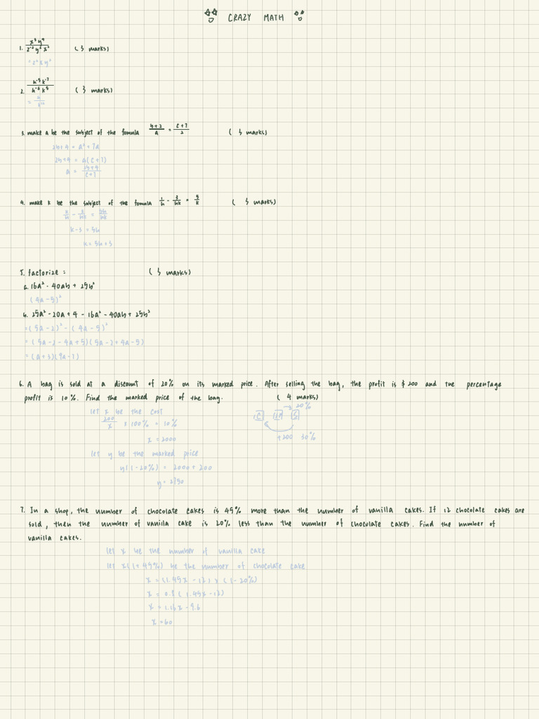 Ans of Crazy Math 3 | PDF