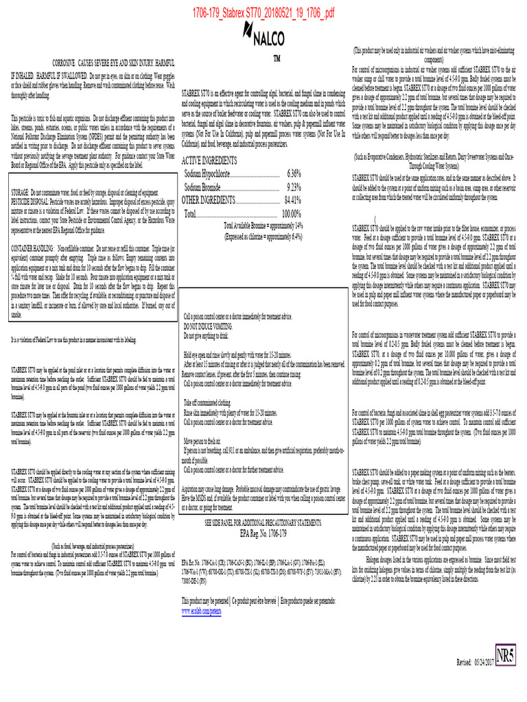 STABREX ST70 Usage and Safety Guide | PDF | Clean Water Act | Waste