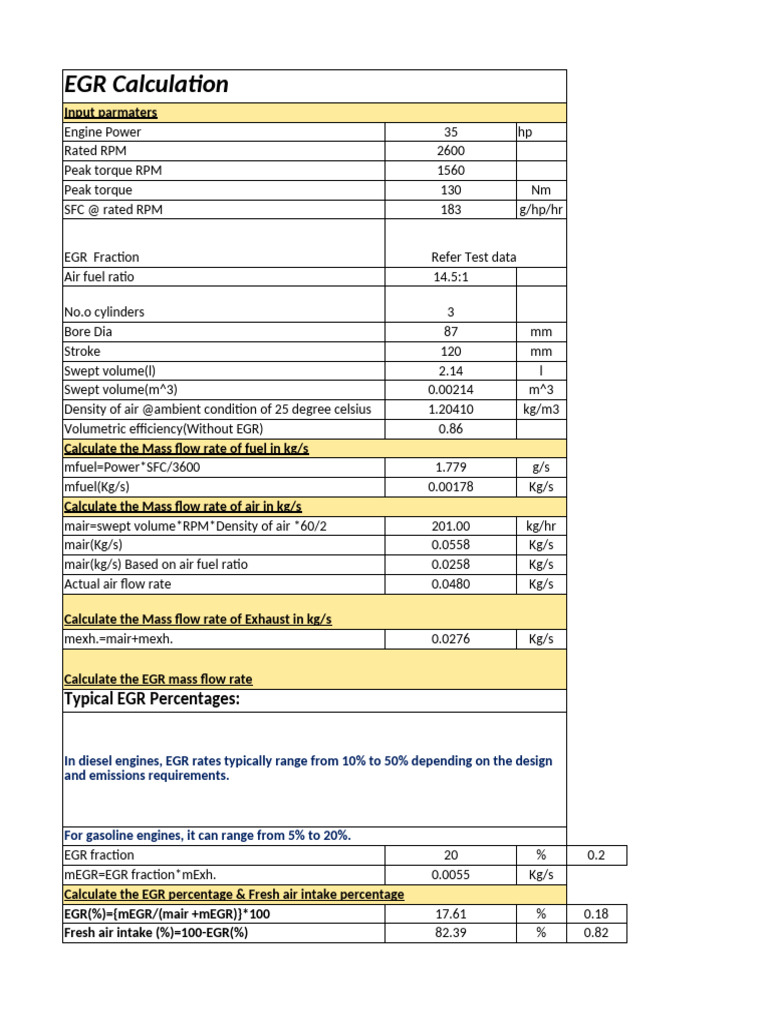 EGR Mass Flow Rate Calculation Guide | PDF | Flow Measurement | Engine ...