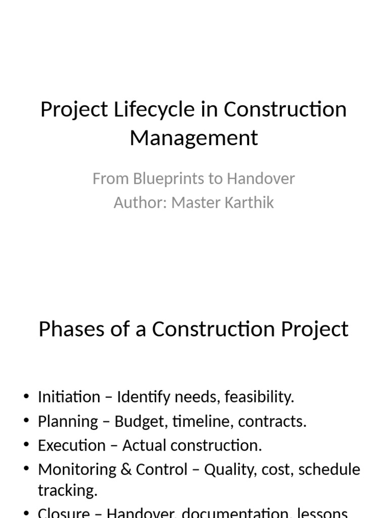 Construction Project Lifecycle Explained | PDF