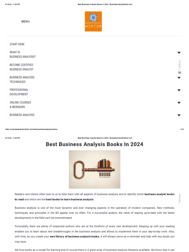 Top Business Analysis Books for 2024 | PDF | Business Analysis | Agile ...