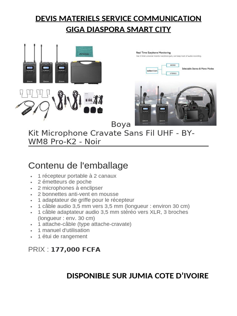 Devis Microphones et Accessoires Audio | PDF | Microphone | Électronique