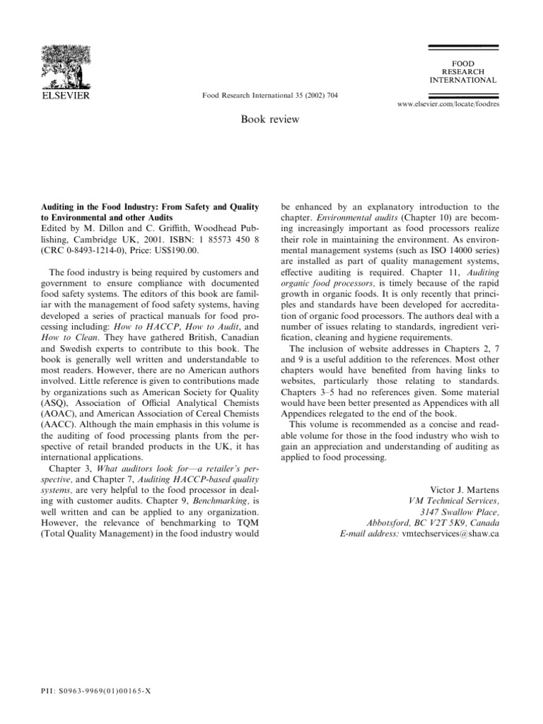 Auditing Practices in the Food Industry | PDF | Audit | Business