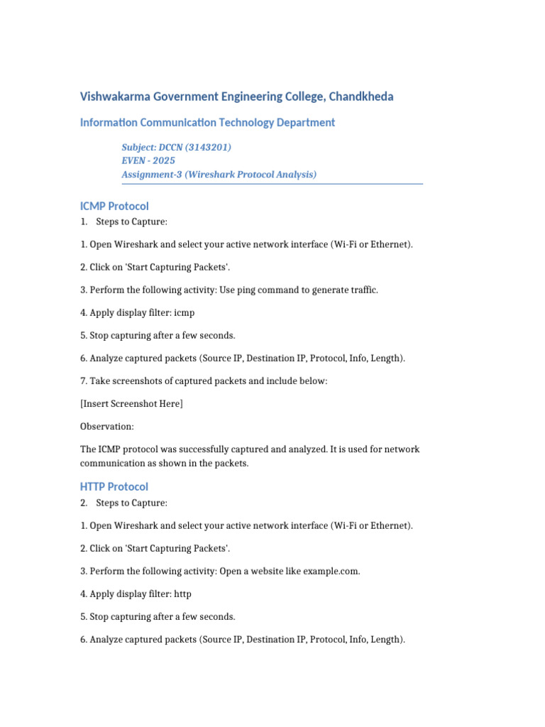 DCCN Assignment3 Wireshark Aman | PDF | Computer Network | Internet ...