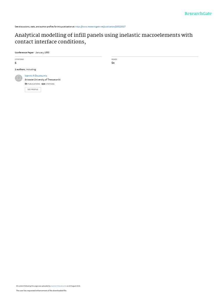 Analytical Modelling of Infill Panels Using Inelastic Macroelements ...