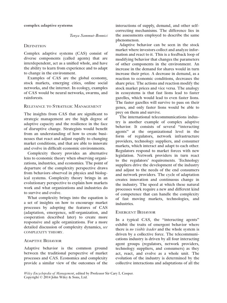 Understanding Complex Adaptive Systems | PDF | Market (Economics ...
