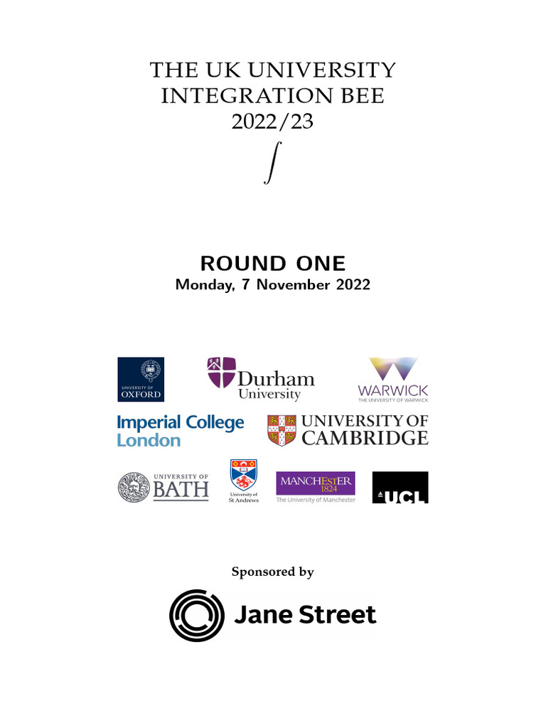 UK University Integration Bee 2022/23 | PDF