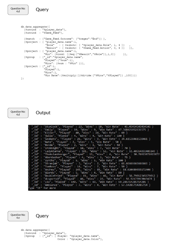 MongoDB Aggregation Queries for Game Data | PDF | Computing | Computer ...