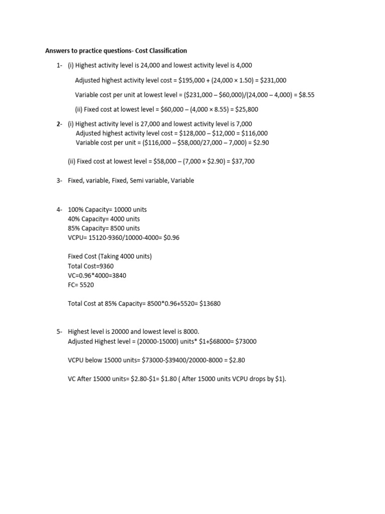 Answers To Practice Questions | PDF