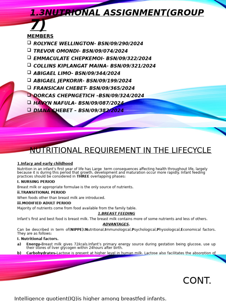 Nutritional Requirements Across Lifespan | PDF | Breast Milk | Milk