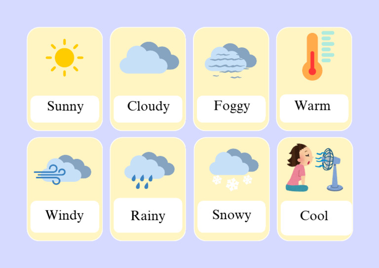 Purple Yellow Weather Flashcards | PDF