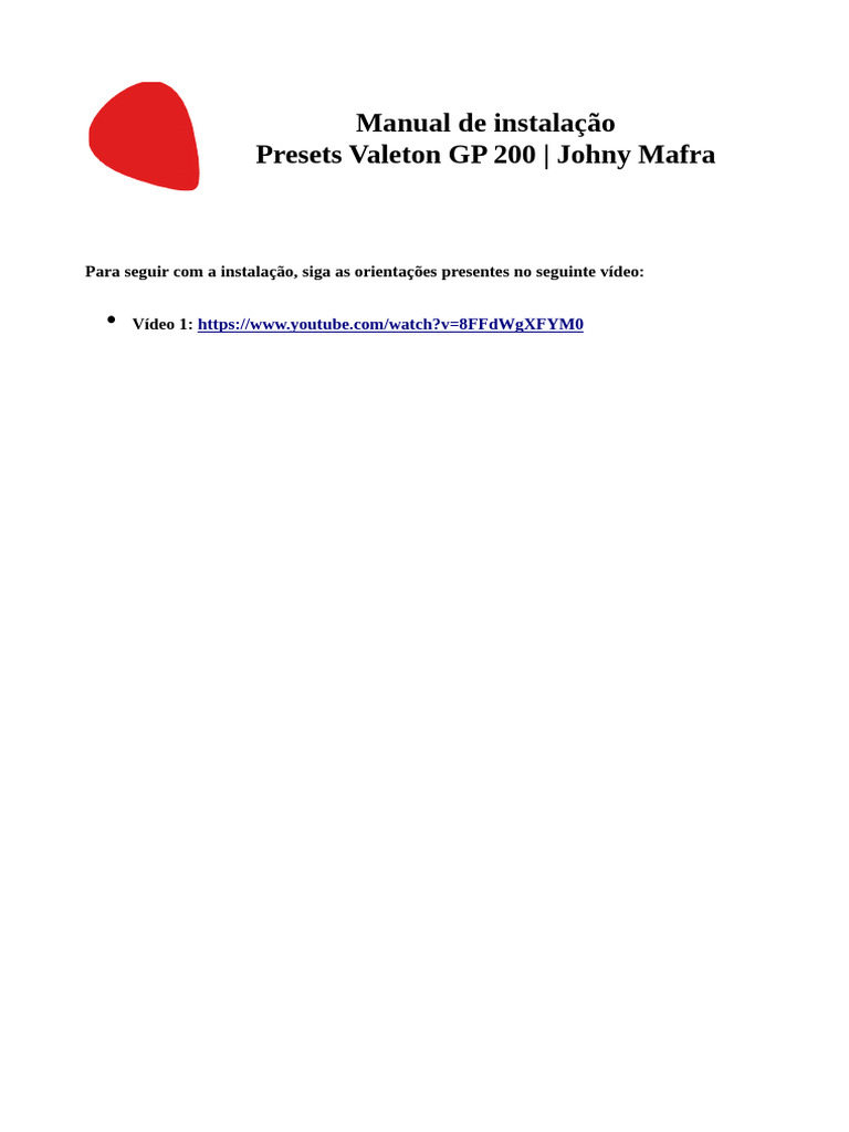 Manual de Instalação Valeton GP 200 | PDF