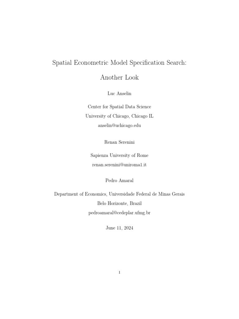 Spatial Econometric Model Specification Search | PDF | Linear ...