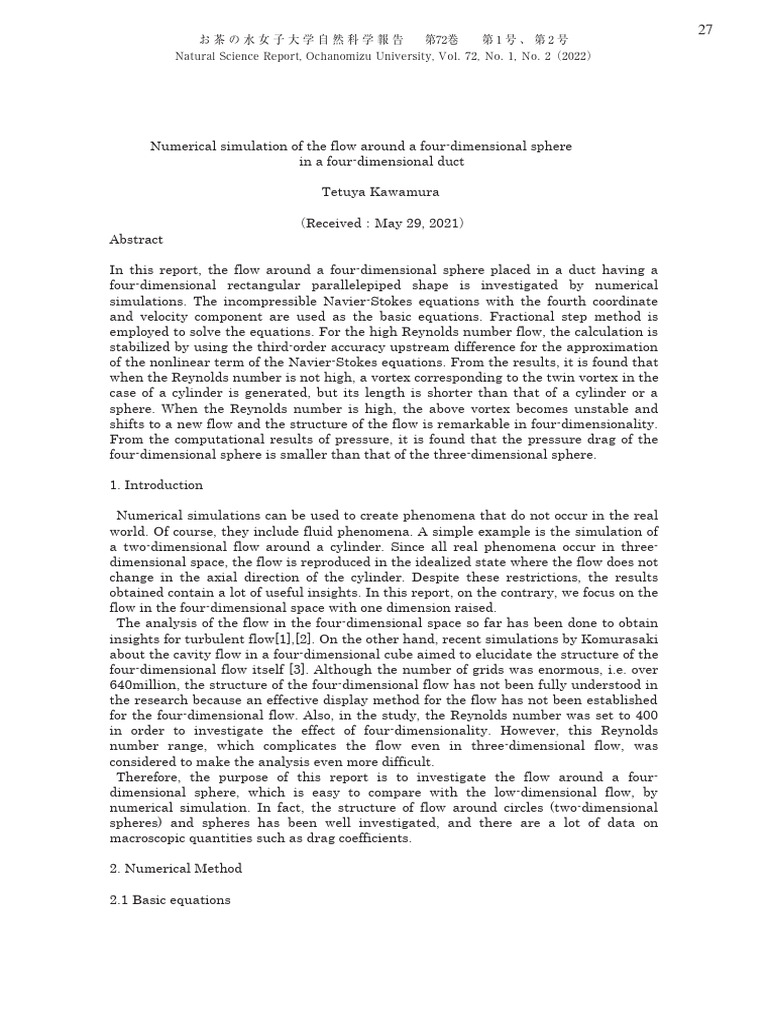 Flow Around A Four-Dimensional Sphere | PDF | Fluid Dynamics | Reynolds ...