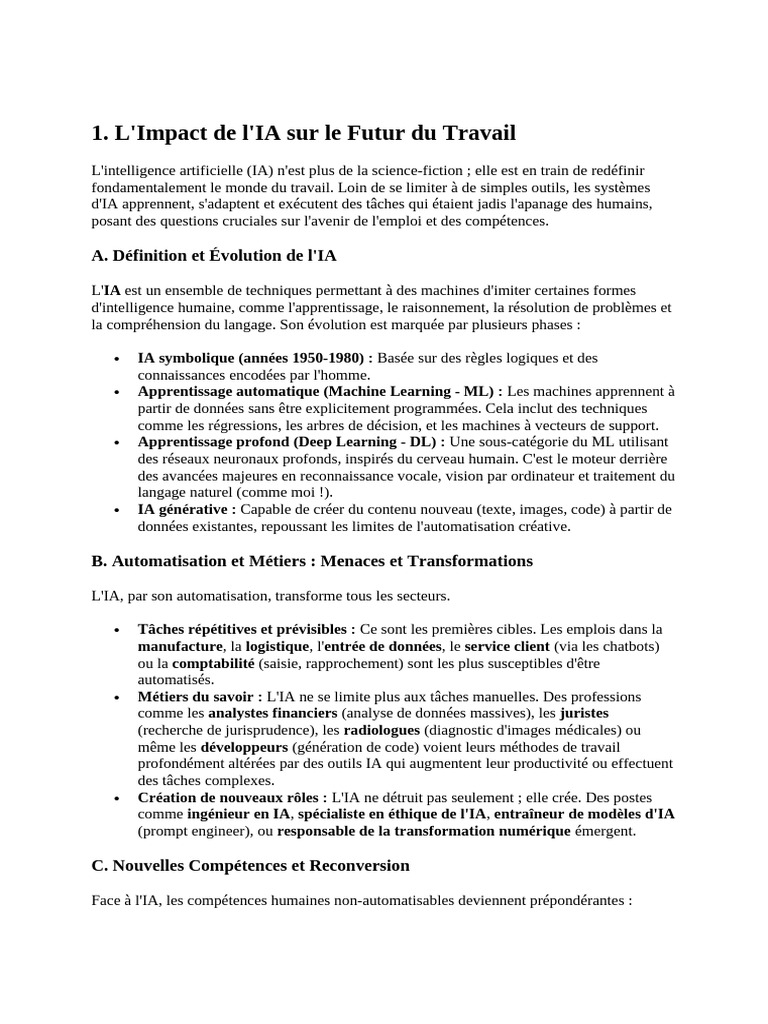 IA et Futur du Travail : Impact et Évolution | PDF | Intelligence ...