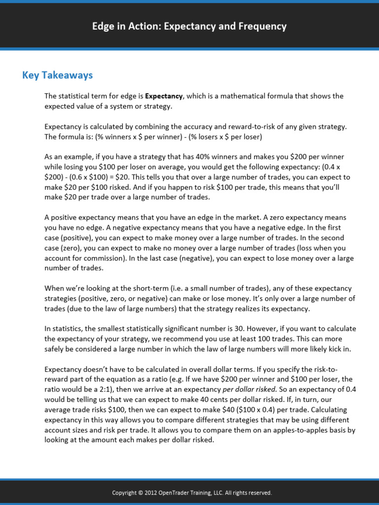 Positive Expectancy in Trading Systems | PDF | Numbers | Money
