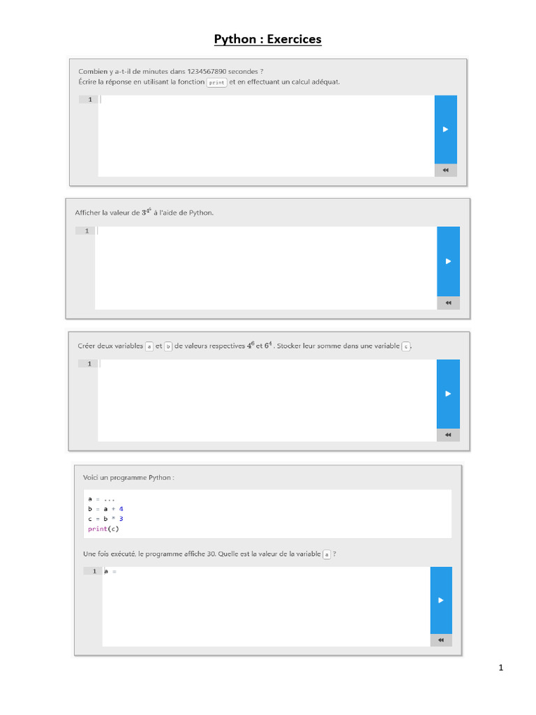 Python Exercices | PDF