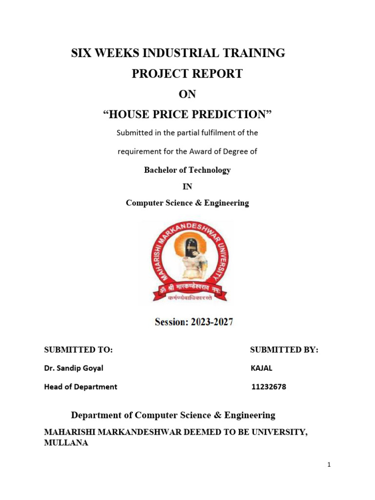 House Price Prediction Project Report | PDF | Html | Feasibility Study