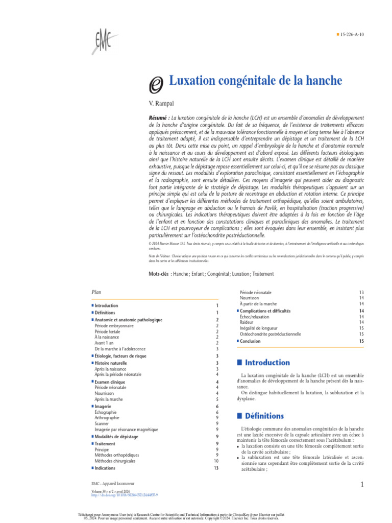 Luxation congénitale de la hanche : Guide complet | PDF | Genou ...