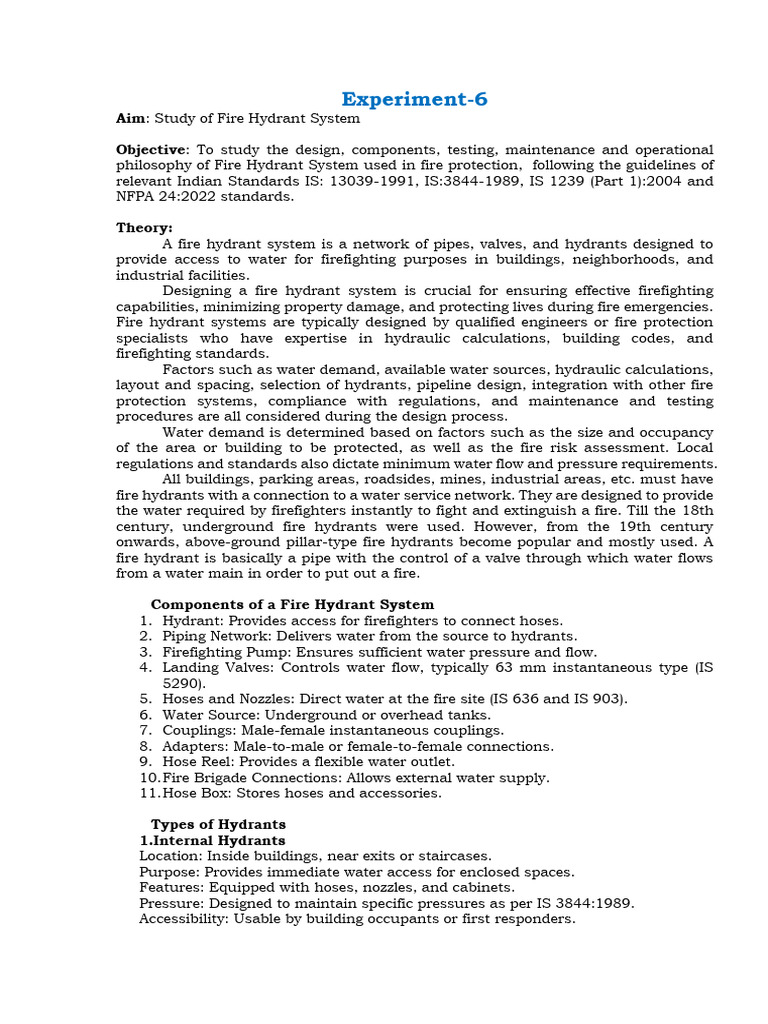 Fire Hydrant System Study Guide | PDF | Valve | Firefighting