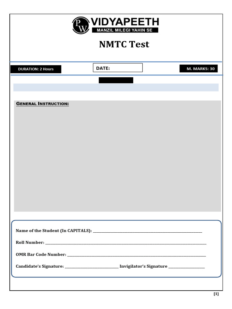 NMTC Exam Structure and Marks Breakdown | PDF | Multiple Choice