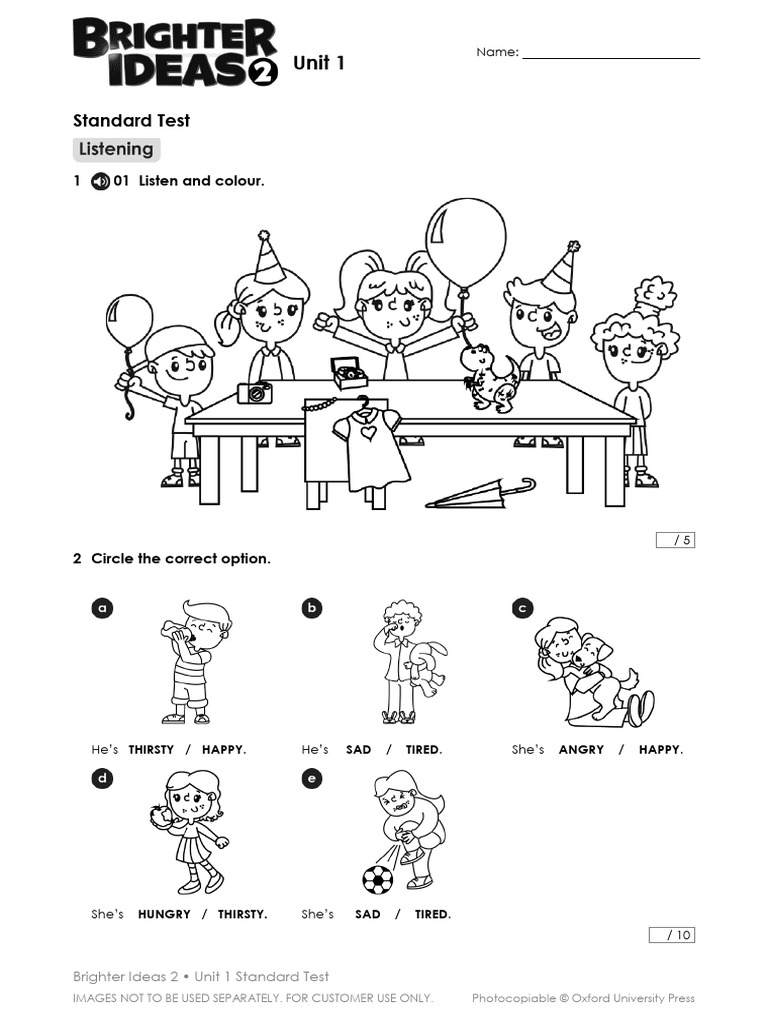 Brighter Ideas 2 Unit 1 Test | PDF