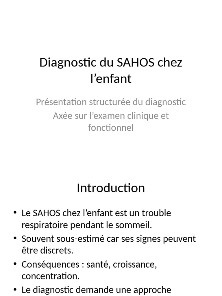 Diagnostic du SAHOS chez l'enfant | PDF