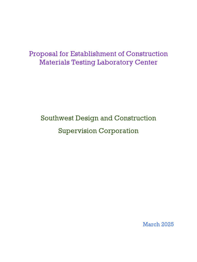 Construction Materials Testing Lab Proposal | PDF | Safety | Laboratories