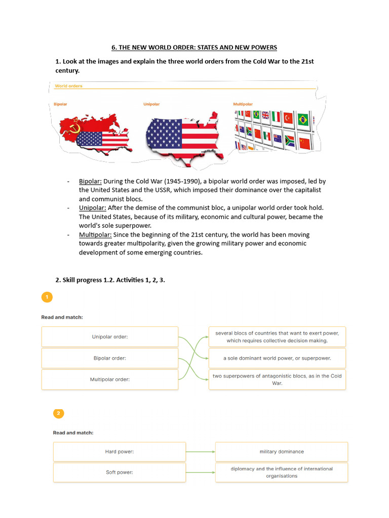 Activities. Answers - The New World Order. | PDF | Polarity ...