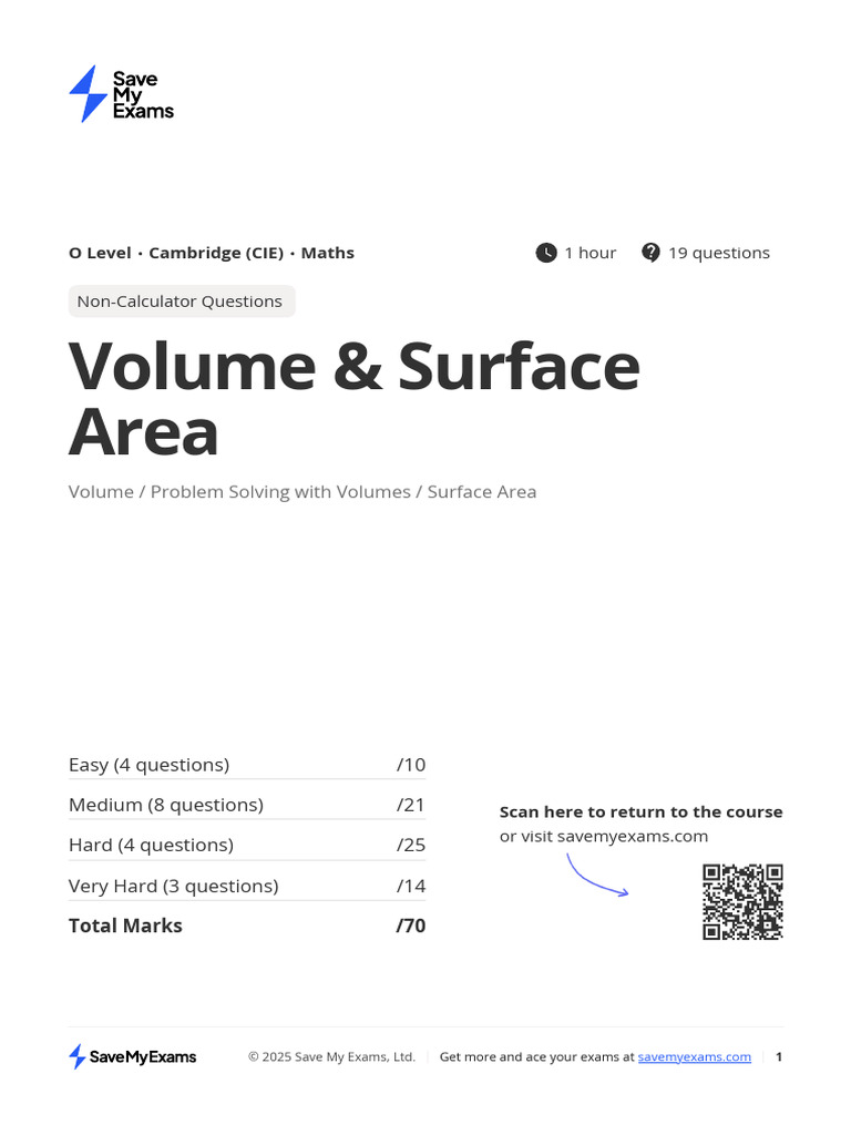 Surface Area and Volume Exam Guide | PDF | Volume | Sphere